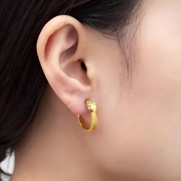 18K GOLD PLATED STAINLESS STEEL "SNAKES" EARRINGS✨️🐍 ANNA EARRINGS ✨️🐍 - Picture 3 of 3